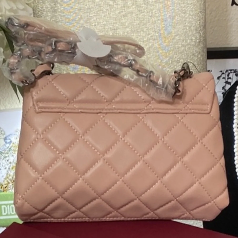 Badgley Mischka Quilted Blush Pink Messenger/Crossbody Bag